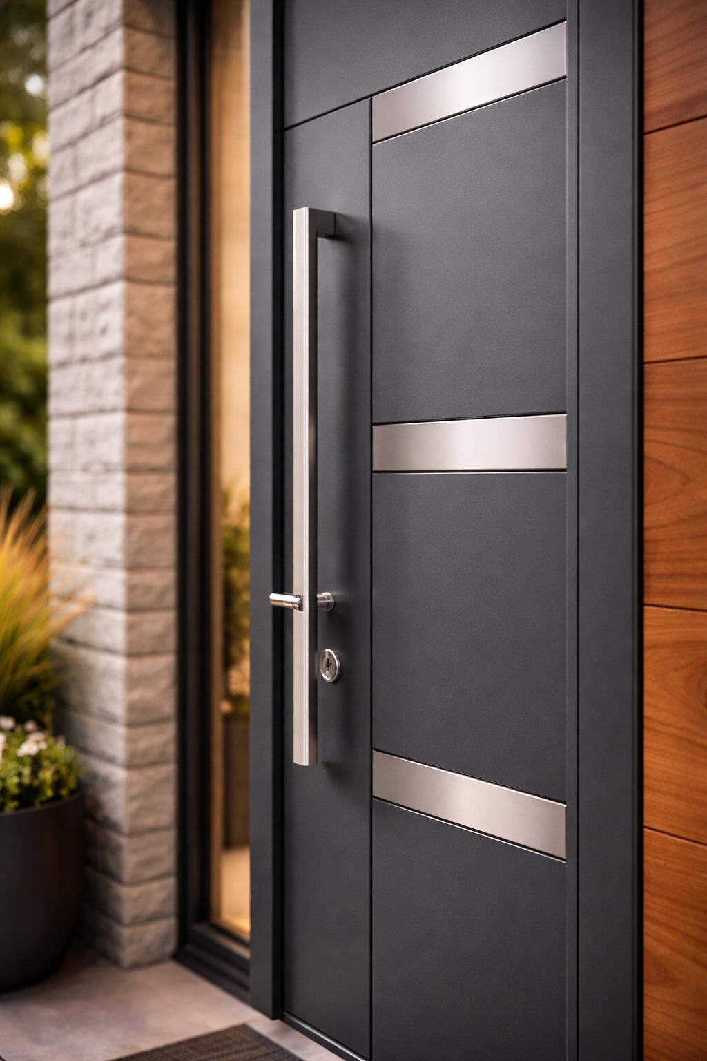 Porte d’entrée blanche à Bruxelles avec panneaux décoratifs et vitrages latéraux