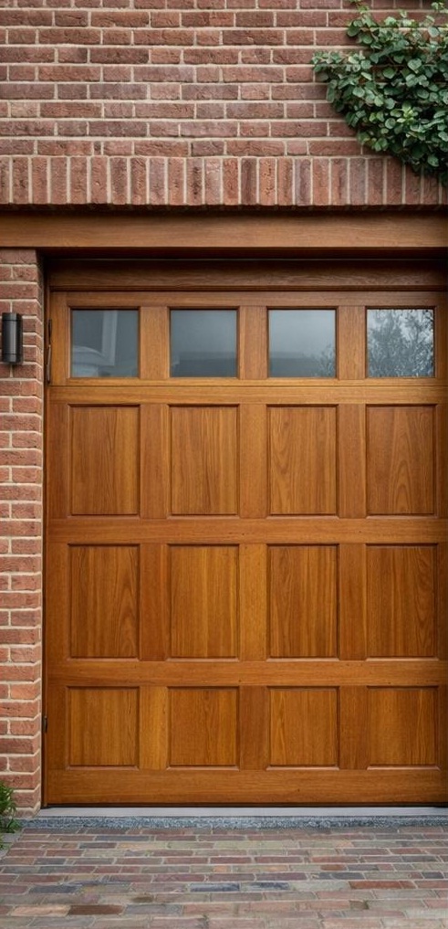 Porte de garage en bois à Bruxelles style classique avec finition élégante